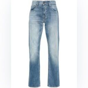 7 For All Mankind| Men's Faded Blue Logo-Patch Designer Straight Jeans Sz 31
